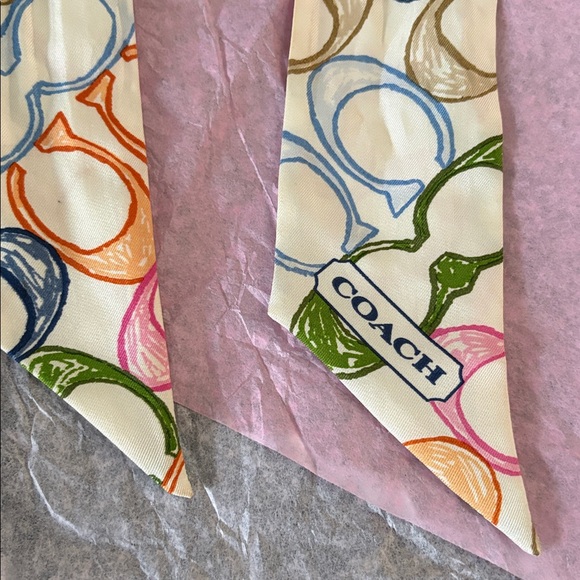 New Coach Multicolor Patterned Scarf - Picture 4 of 5